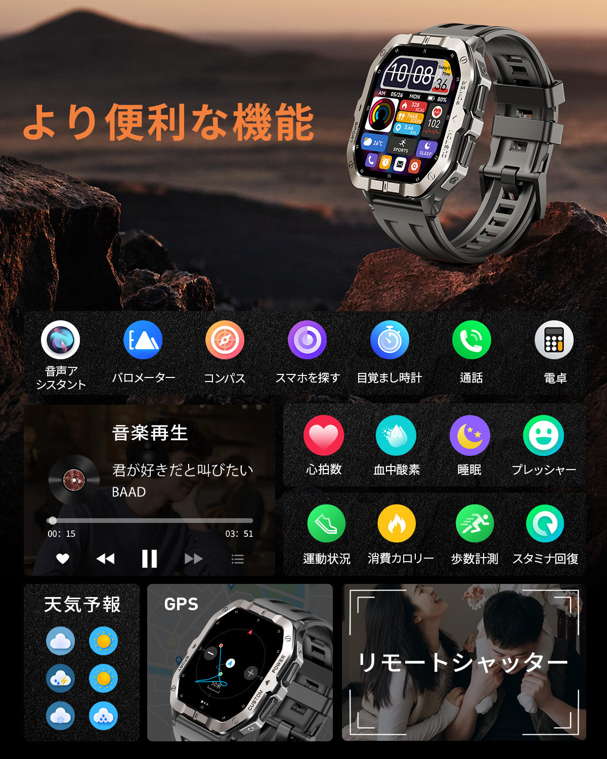 FOSMET T20 スマートウォッチ GPS搭載 – FOSMET (フォスメット) Japan